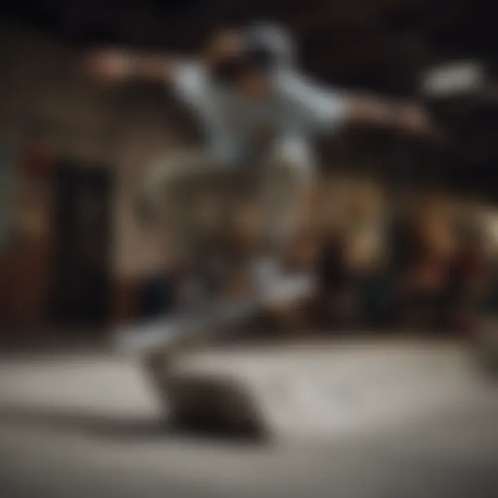 Skateboarder performing a trick while wearing Emerica Reynolds Low Vulc