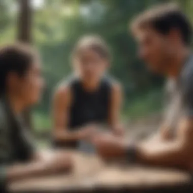 Outdoor Conversation Among Friends Group of friends engaging in an outdoor conversation