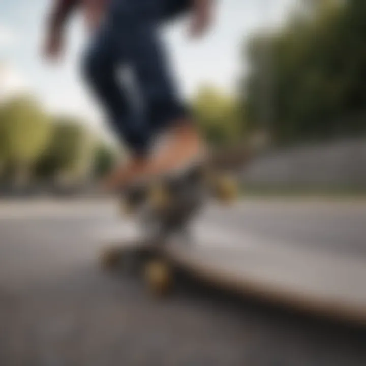 A skateboarder demonstrating tricks while wearing durable skating footwear, emphasizing performance.