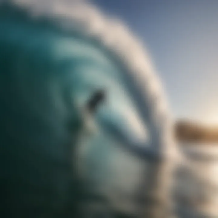 An athlete riding a massive wave, showcasing the skill and technique required in big wave surfing.