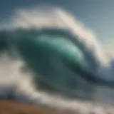 A breathtaking view of colossal waves crashing against the shore, symbolizing the challenges of big wave surfing.