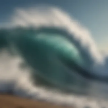 The Majesty of Big Waves A breathtaking view of colossal waves crashing against the shore, symbolizing the challenges of big wave surfing.