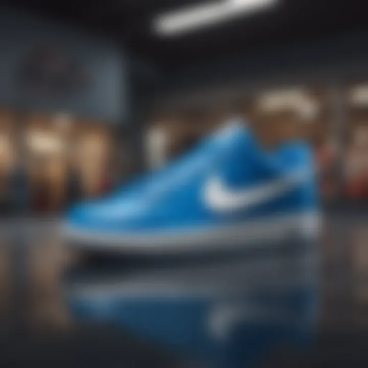 Nike Court Blue footwear on display at a sports retail environment.