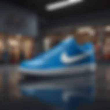 Nike Court Blue: A Statement in Footwear Design Nike Court Blue footwear on display at a sports retail environment.