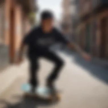Skateboarder in Bones Apparel Skateboarder showcasing Bones apparel in action