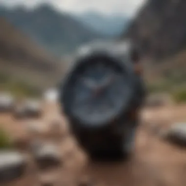 A G-Shock watch displayed on rugged terrain