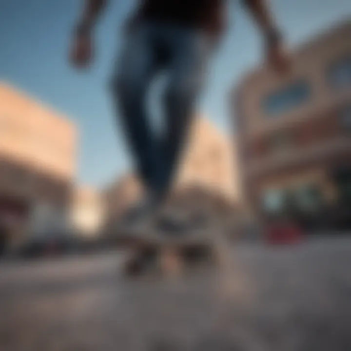 A skateboarder wearing Vans Authentic Low Pro during a trick in an urban setting