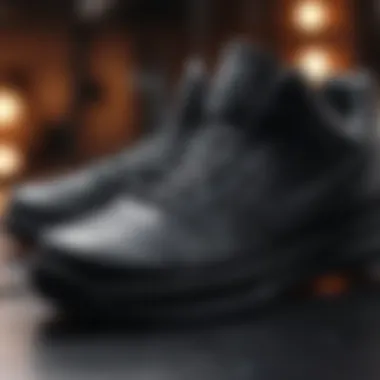 Close-up of innovative technology used in black Nike footwear