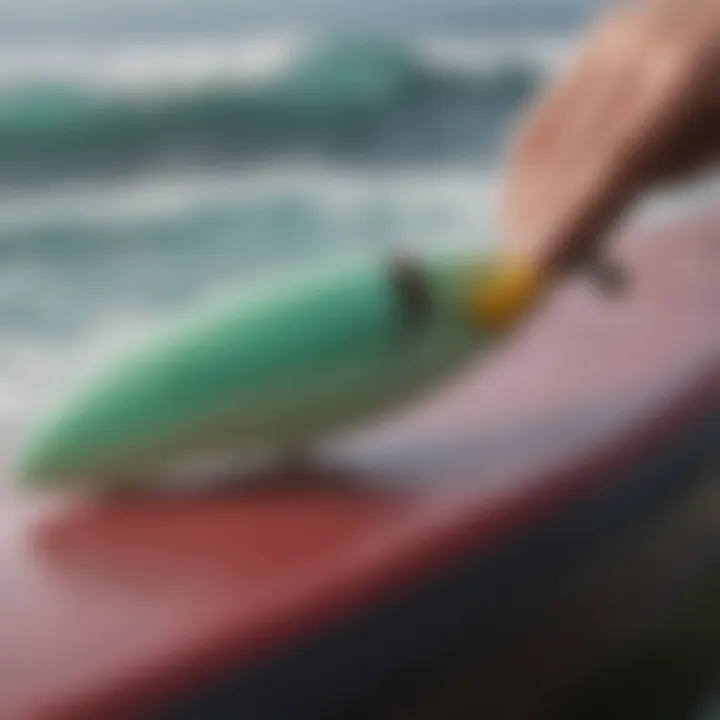 A maintenance kit for soft top surfboards, including wax and repair tools