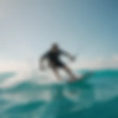 Close-up of a kite surfer expertly maneuvering through turquoise waters