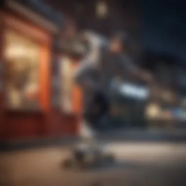 Skater Performing Tricks on ATM Skateboard Deck Action shot of a skater performing tricks on an ATM skateboard deck in an urban environment