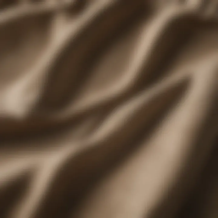 Close-up of the fabric texture of baggy khaki shorts