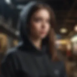 Black oversized hoodie showcasing its style and versatility in extreme sports.