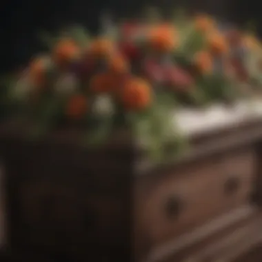 Coffin Adorned with Nature's Elegance Elegant coffin adorned with floral arrangements