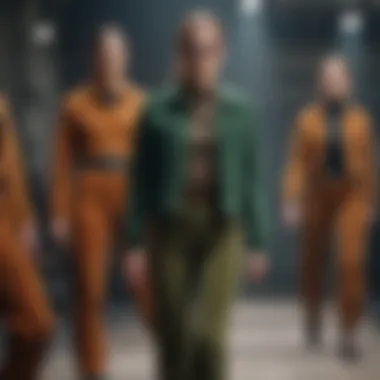 Fashion runway showcasing models wearing different styles of corduroy pants