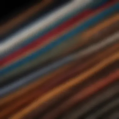 Vintage display of corduroy fabric swatches in various colors