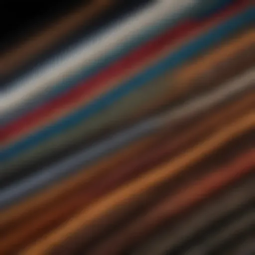 Vintage display of corduroy fabric swatches in various colors