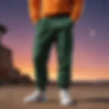 A stylish pair of Dragon Ball Z sweat pants laid against a colorful background.