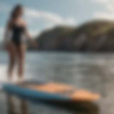 Close-up view of innovative electric body surfboard design features