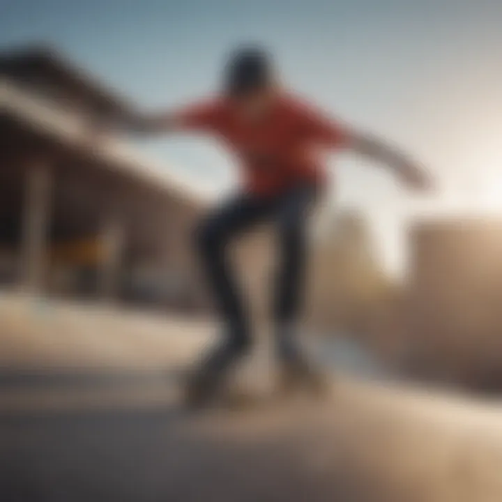 A professional skater performing a trick wearing Emerica brand products