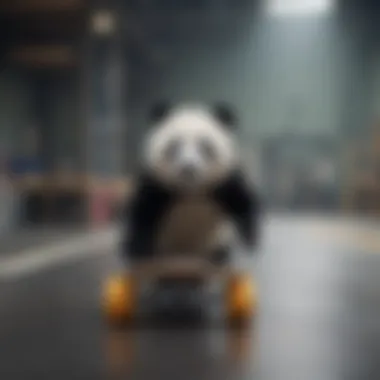 Evolution of Skateboard Designs Featuring Whitey Panda A visual timeline illustrating the evolution of skateboard designs, featuring the Whitey Panda deck