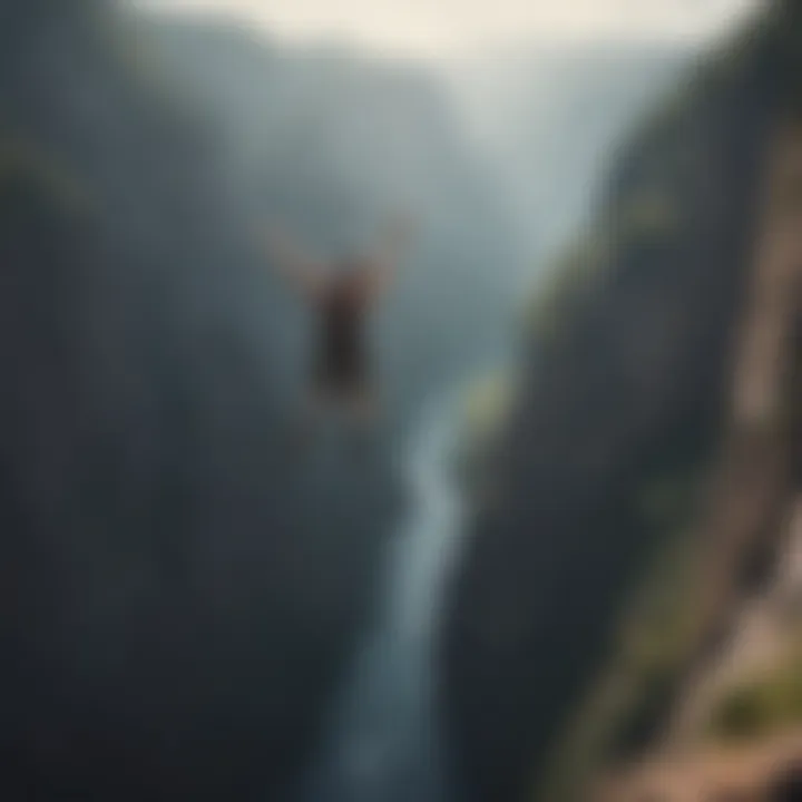 A group of individuals engaging in a thrilling bungee jump.