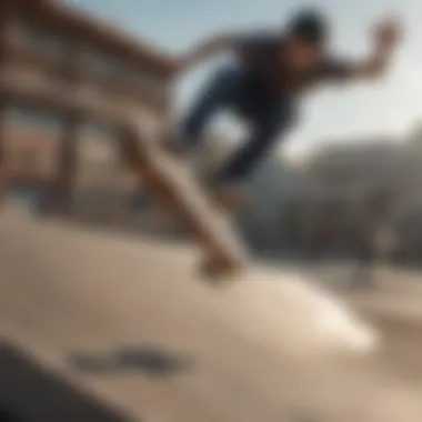 Dynamic Skateboarding Scene A high-energy skateboarding scene featuring bold tricks and design elements.