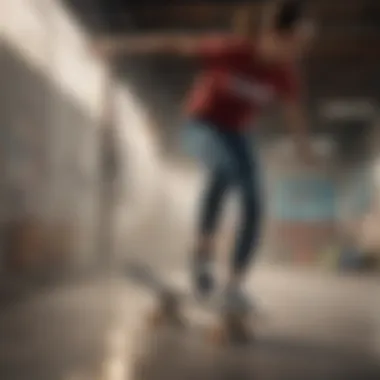 Female athlete wearing Vans shoes while skateboarding