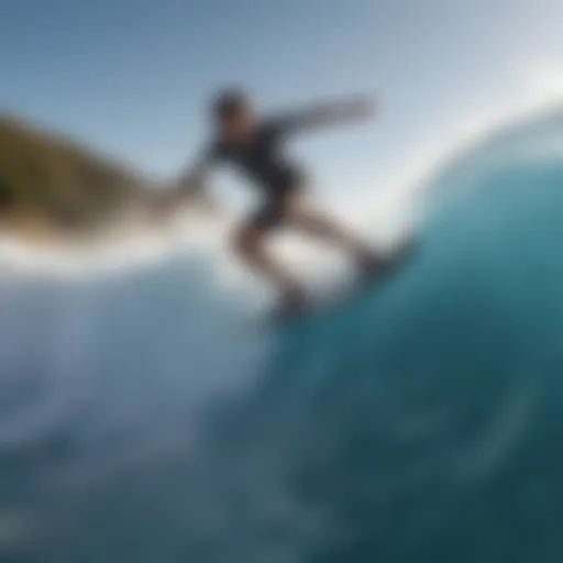 A rider expertly navigating the Flowrider wave