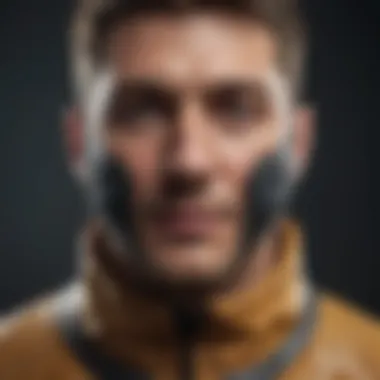 Innovative Face Coverage Technology in Jackets Close-up of a jacket with advanced face coverage technology