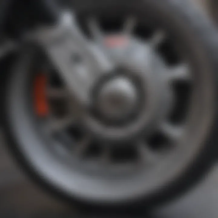 Close-up view of grey Heelys showcasing the wheel mechanism