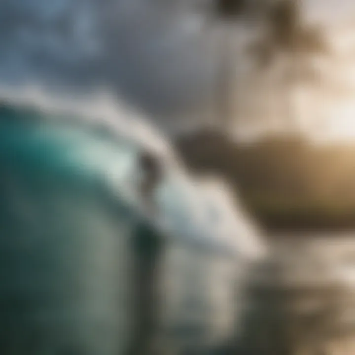 Local surfers riding the waves at Haleiwa Beach