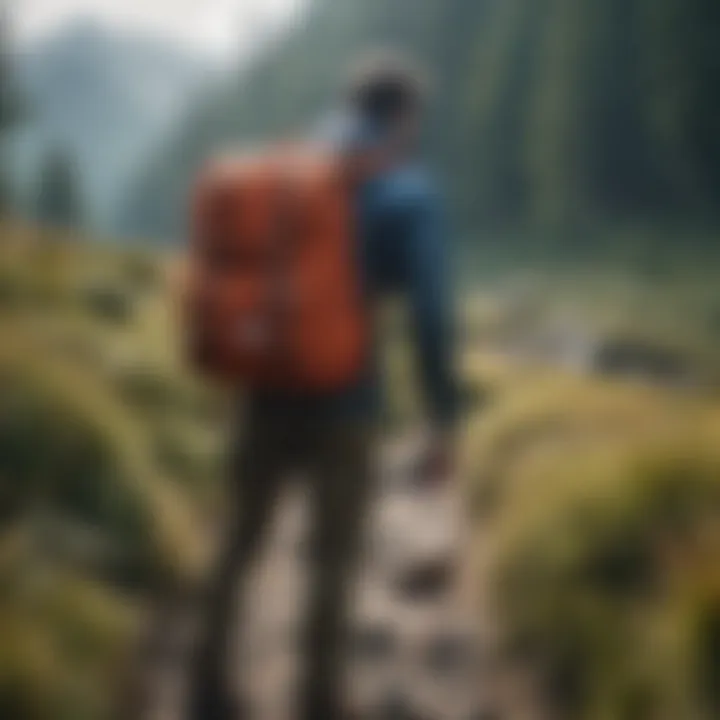 A vibrant outdoor scene with individuals using Herschel bags in nature