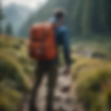 Adventurous Use of Herschel Bags A vibrant outdoor scene with individuals using Herschel bags in nature