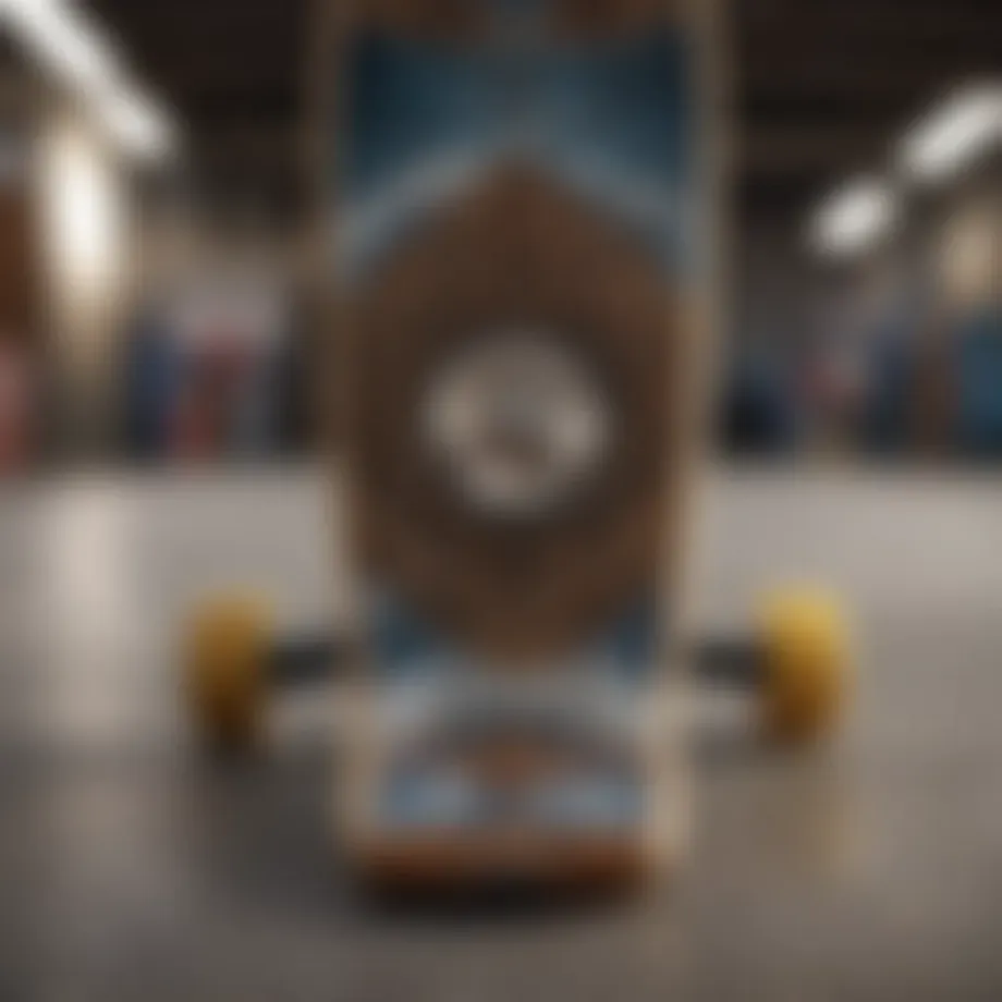 Detailed view of a 7.5 skateboard deck showcasing its design features