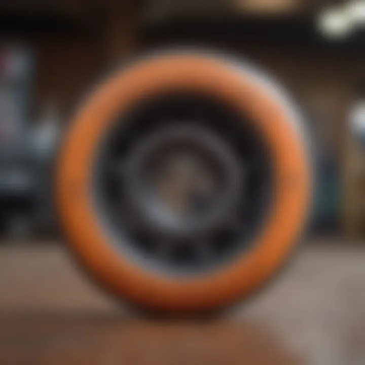 Close-up of a longboard wheel made from high-quality urethane