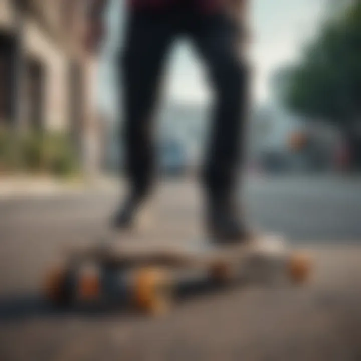 A rider performing tricks with specialized longboard wheels