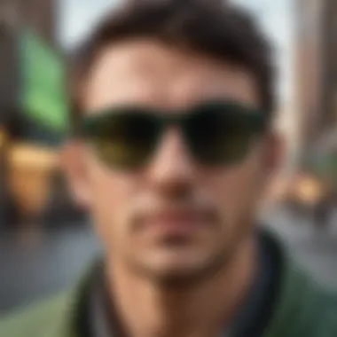 Urban Style with Matte Green Ray-Bans Stylish individual wearing matte green Ray-Bans in an urban setting