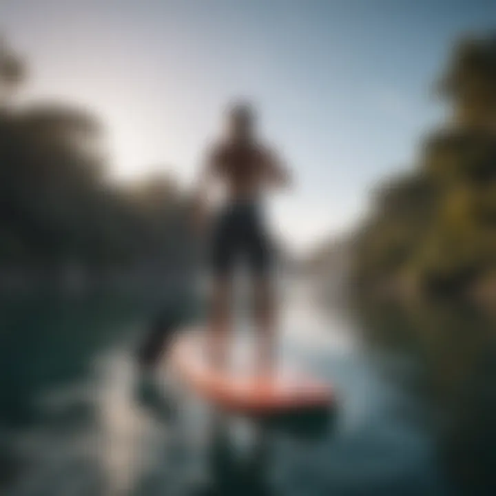 A diverse group of paddleboarders enjoying a vibrant ocean landscape.