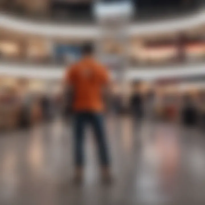 A festive event taking place in the mall, attracting a diverse crowd of enthusiastic shoppers.