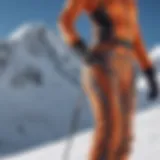 Stylish patterned ski pants on a snowy mountain