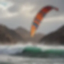 A scenic view of kitesurfers gliding over the waves in Peru