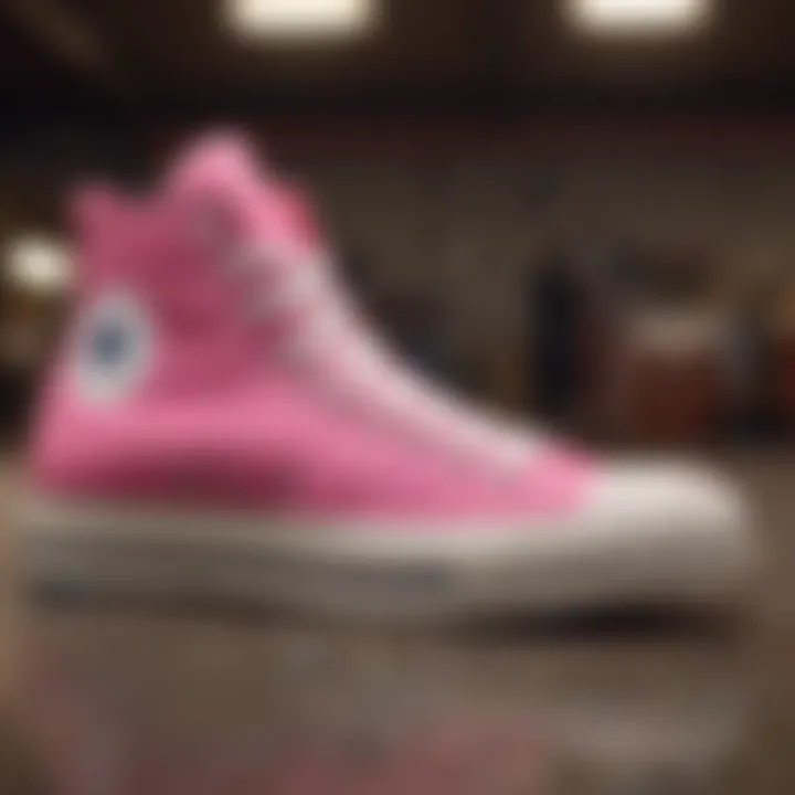 A historical timeline of Converse shoes highlighting the evolution to pink chunky designs