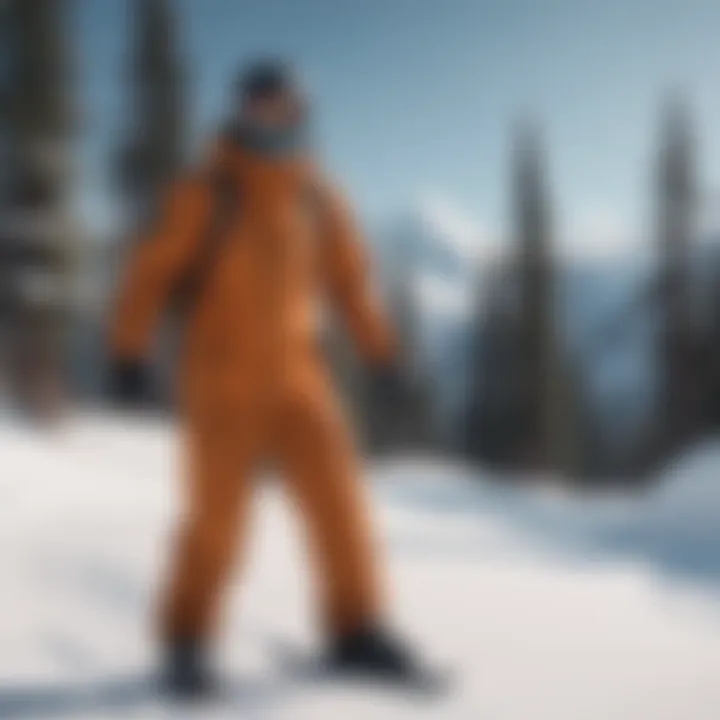 Eco-friendly snowboarding apparel collection in a natural setting