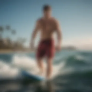 Quicksliver Board Shorts in Action: A Water Sports Enthusiast Athlete wearing Quicksliver board shorts while engaging in water sports