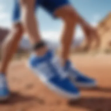 Adventure athlete showcasing the versatility of royal blue and white sneakers