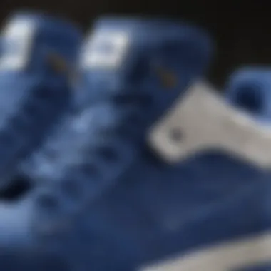 Close-up of royal blue sneakers showcasing material quality and design