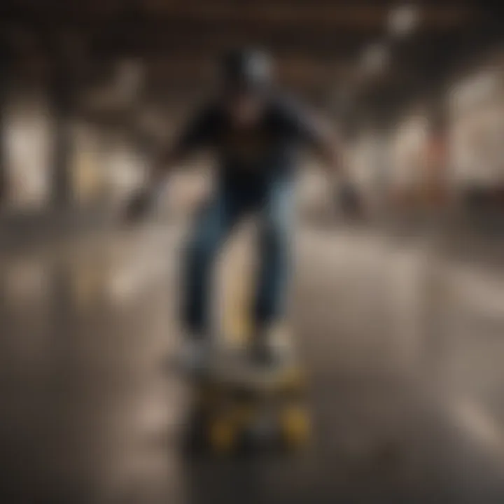 A skater wearing protective gear, emphasizing safety in skating