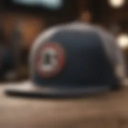 A vibrant snap back hat featuring a unique logo popular in extreme sports.
