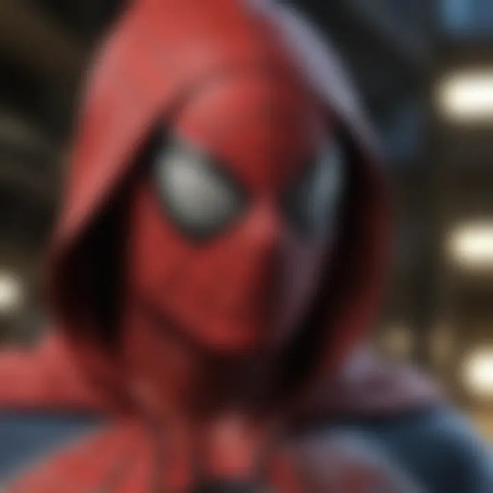 Close-up of intricate Spider-Man hoodie design